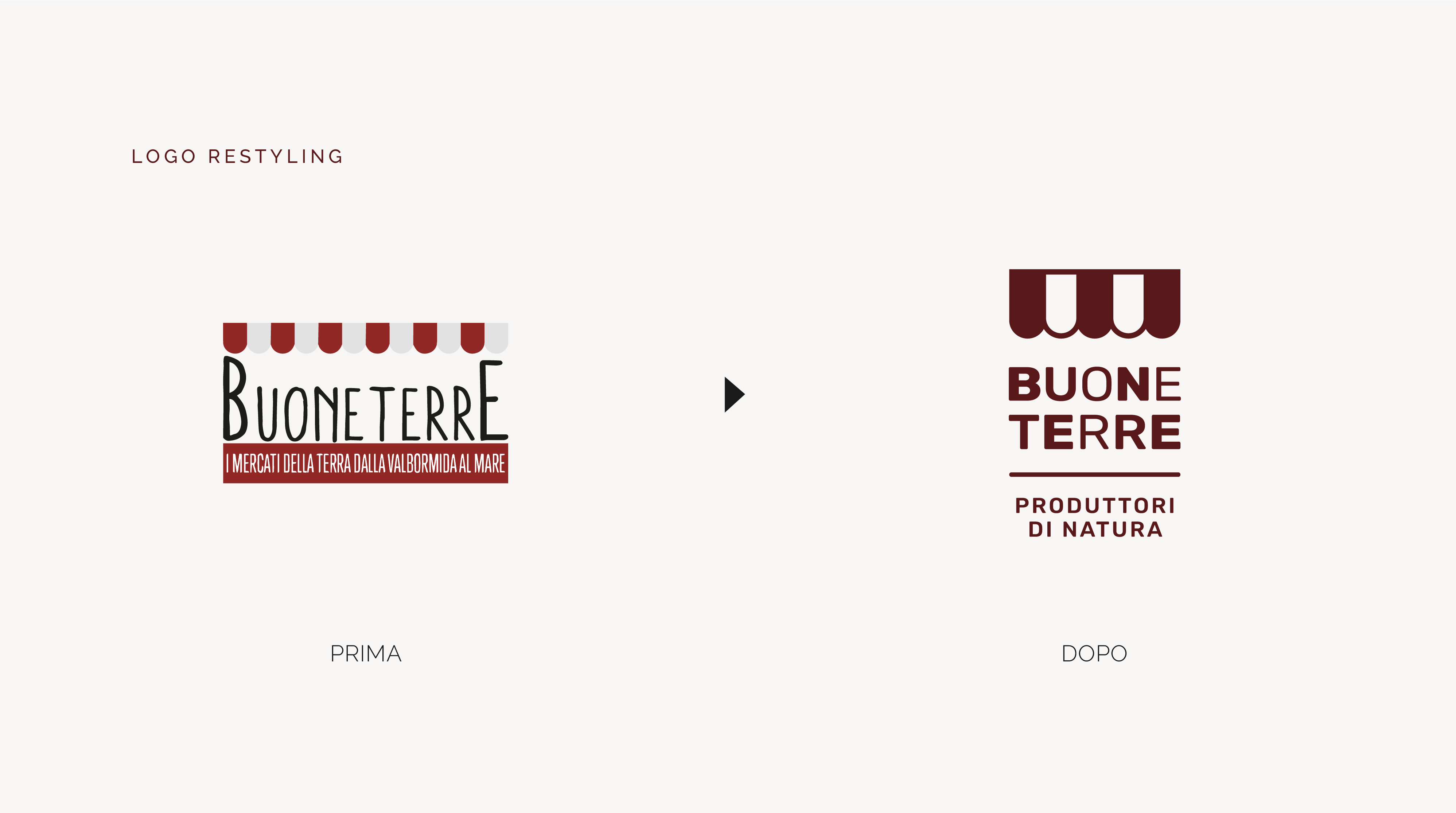 Restyling del logo per Buone Terre, Liguria, realizzata da ThinkUp
